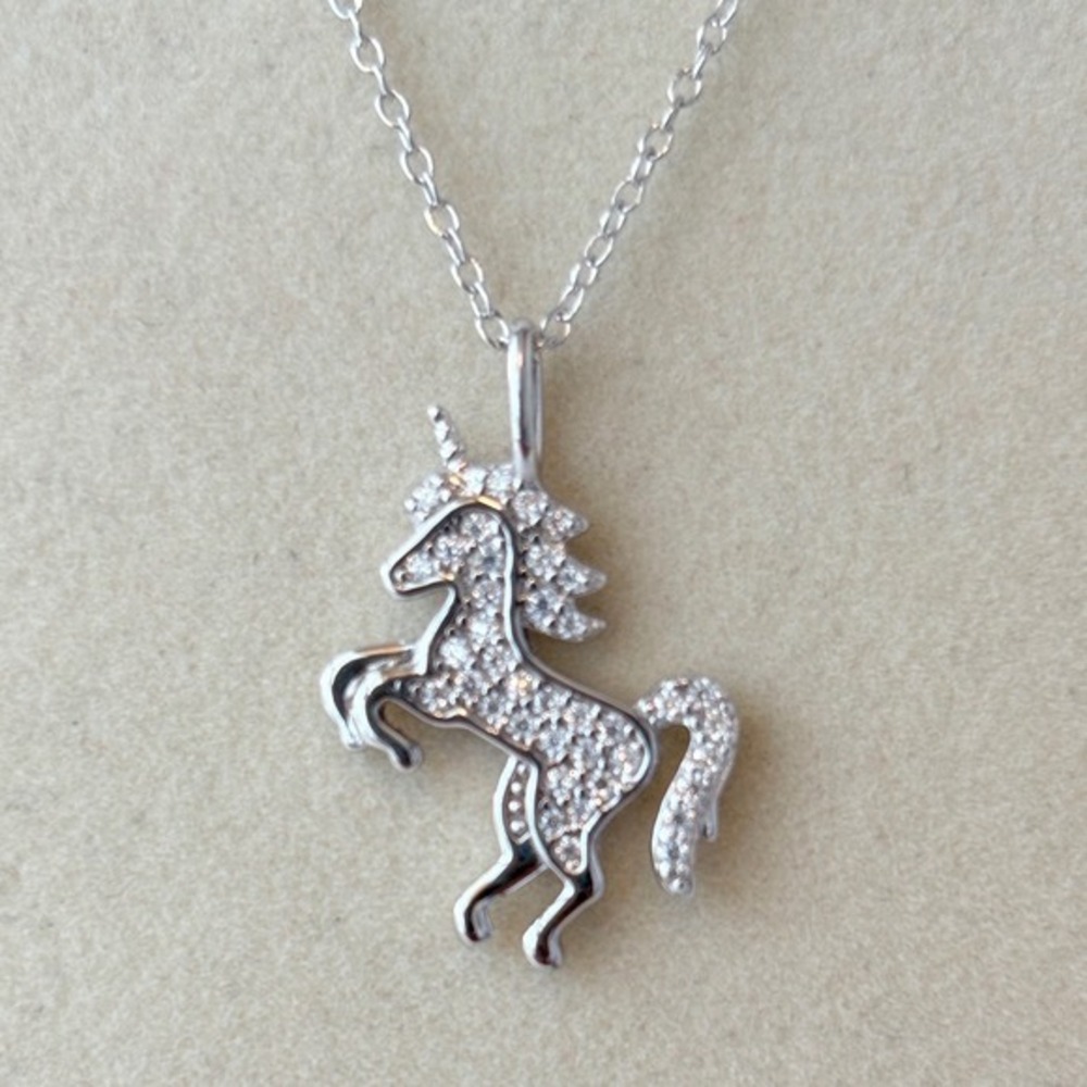 Moissanite 925 Sterling Silver Unicorn Necklace